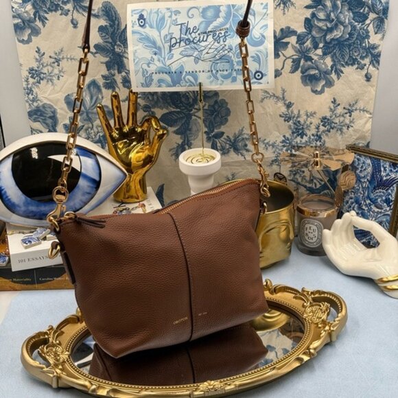 🆕 OROTON 🧿 NWOT Lily Zip Top Leather Crossbody, Brown *MISSING TOP STRAP* - Picture 2 of 15